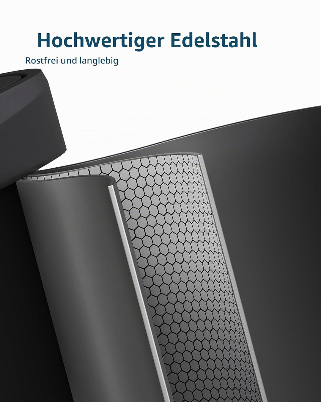 GarveeHome 60L Metall Mülleimer mit Deckel, grosser Tretmülleimer, Mülleimer Küche, rostfrei, mit Be