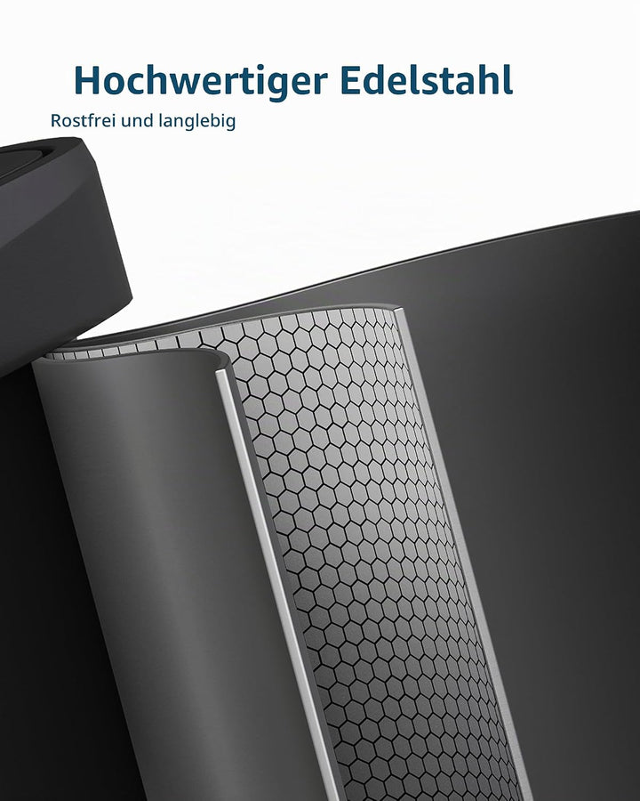 GarveeHome 60L Metall Mülleimer mit Deckel, grosser Tretmülleimer, Mülleimer Küche, rostfrei, mit Be
