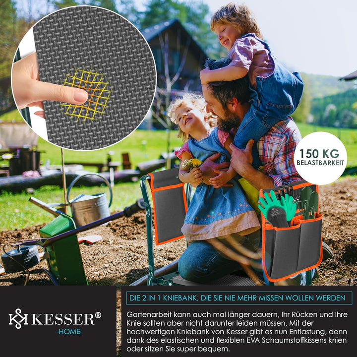 KESSER® 2 in 1 XXL Kniebank für Gartenarbeit Gepolstert Sitzunterlage Eva-Schaumkissen Gartenhocker