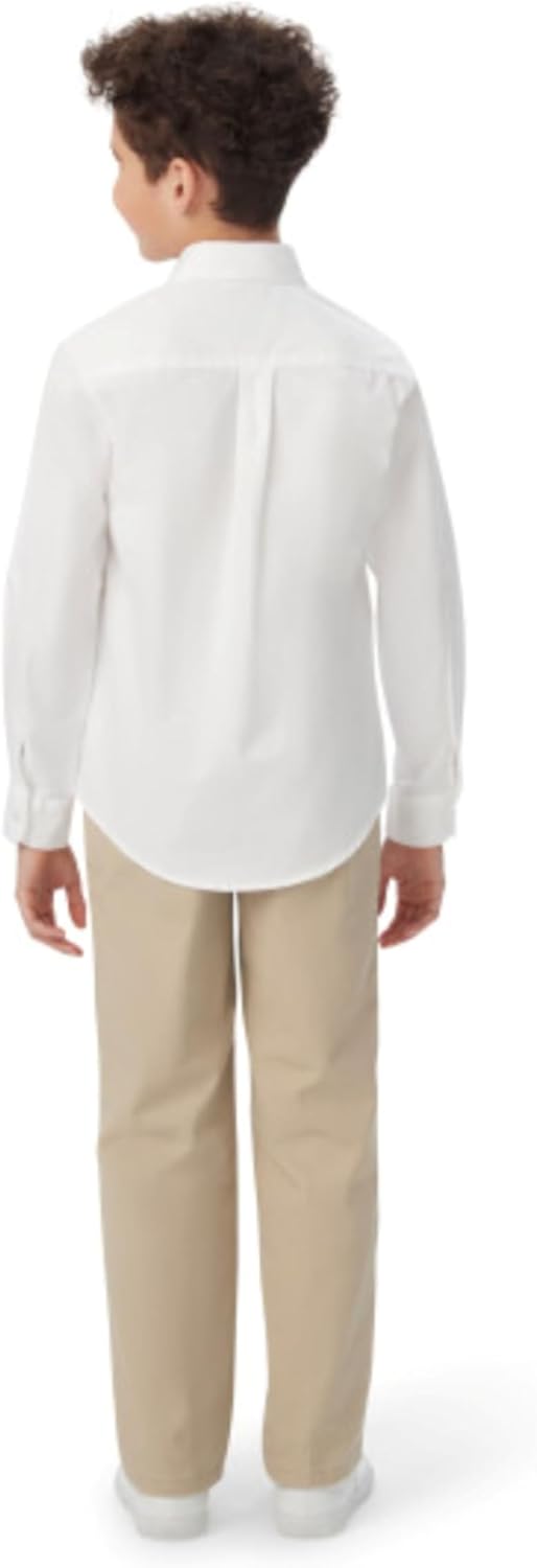 French Toast Boys' Long Sleeve Oxford Dress Shirt, White, 10 Husky