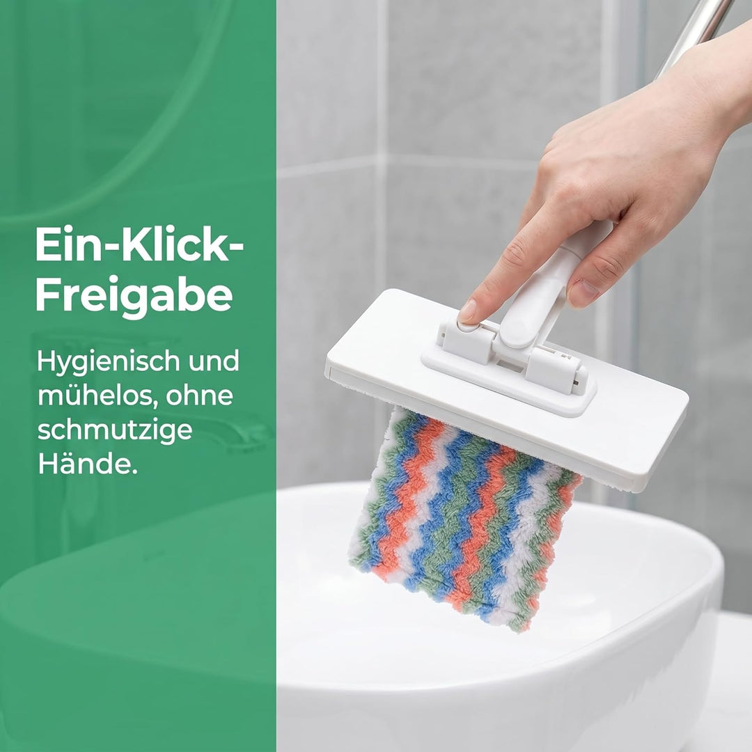 Wischmopp mit Druck Klemm System, Waschmopp Mit 10 Wiederverwendbaren Mikrofasertüchern Ohne Waschen