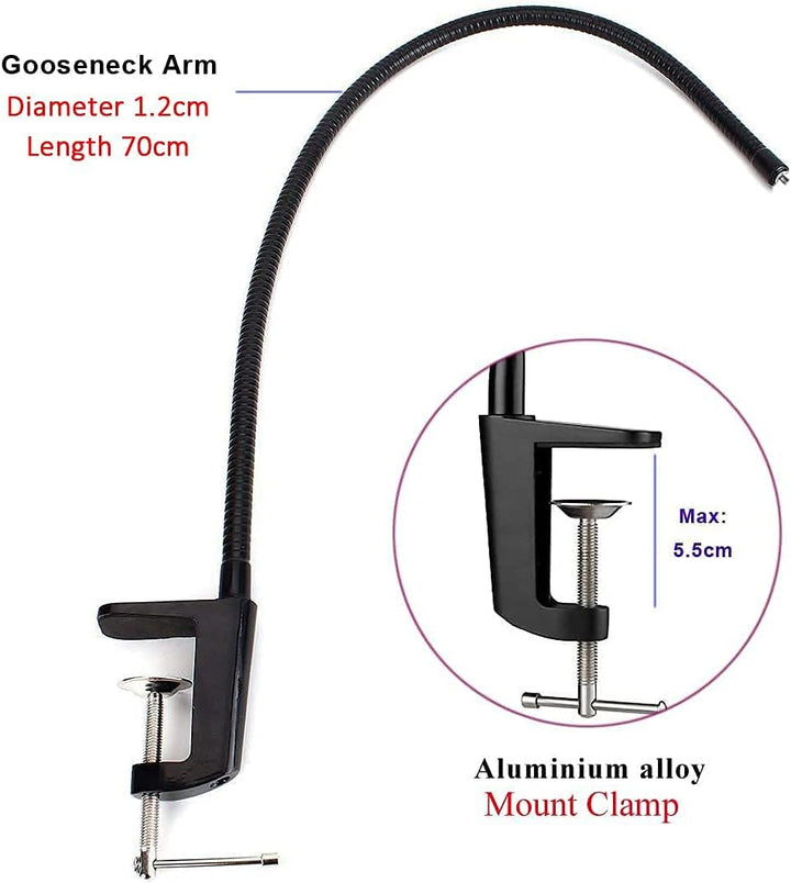 Tencro Webcam-Ständer, Handyhalterung, 68,6 cm, Verstellbarer Schwanenhals, Schreibtisch-Klemmhalter