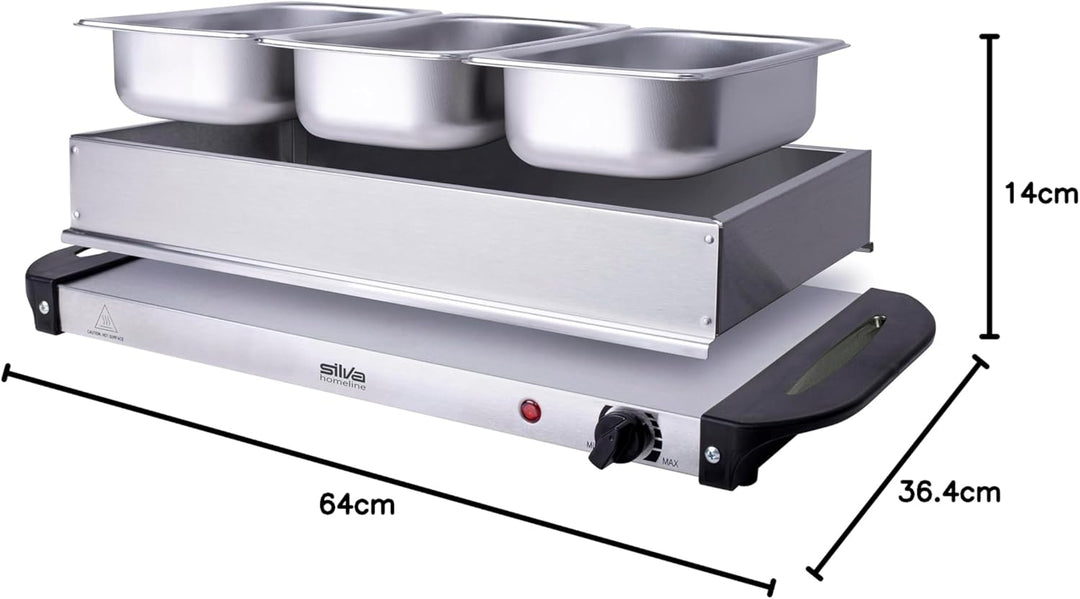 Stay Hot SH 4.1, XXL, 2-in-1 Buffetwärmer & Warmhalteplatte, 200 Watt, Ideale Lösung für Buffets, Pa