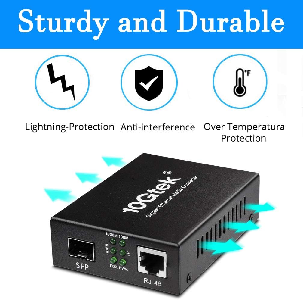 H!Fiber.com Gigabit Ethernet Medienkonverter, 1.25G SFP zu RJ45 Glasfaser zu Kupfer, mit einem SFP T