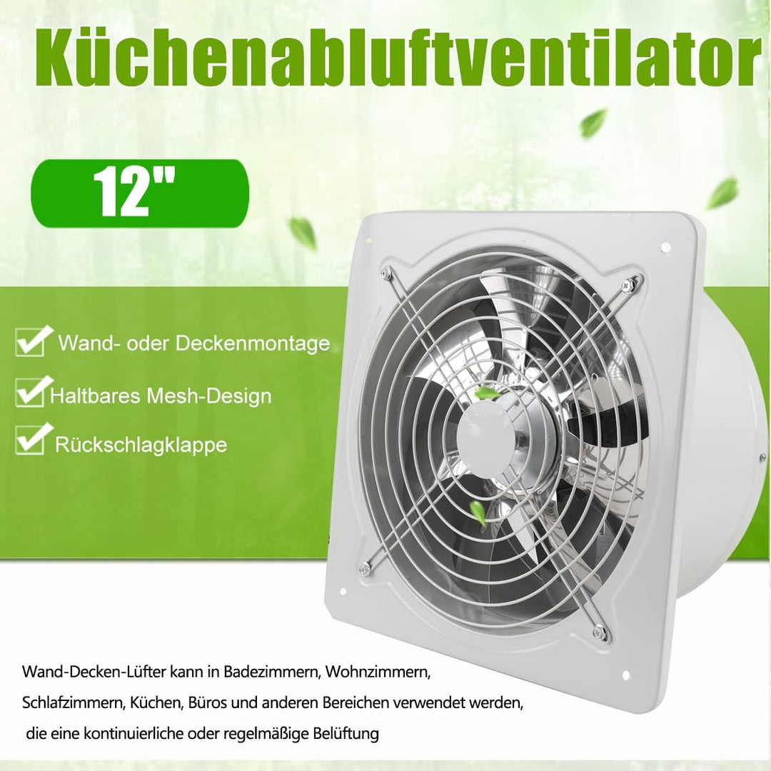 ECUTEE 120W 12" Küchenabluftventilator 2650 m³/h Abluftventilator 300mm Axialventilator Küchenabluft