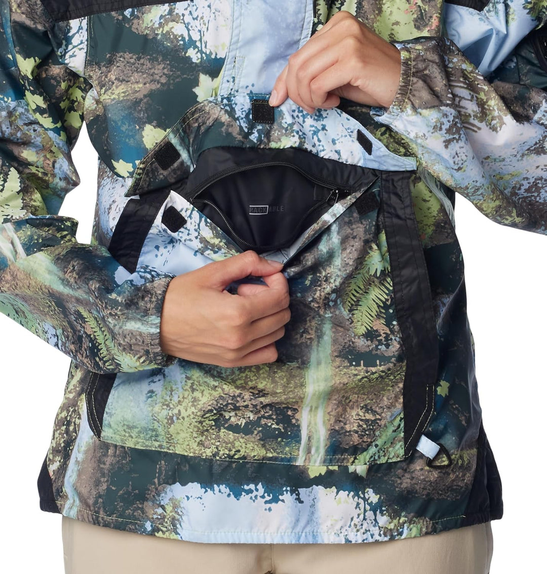 Columbia Damen Challenger Windbreaker Jake S Napa Green Chasing Falls Print, Black, S Napa Green Cha