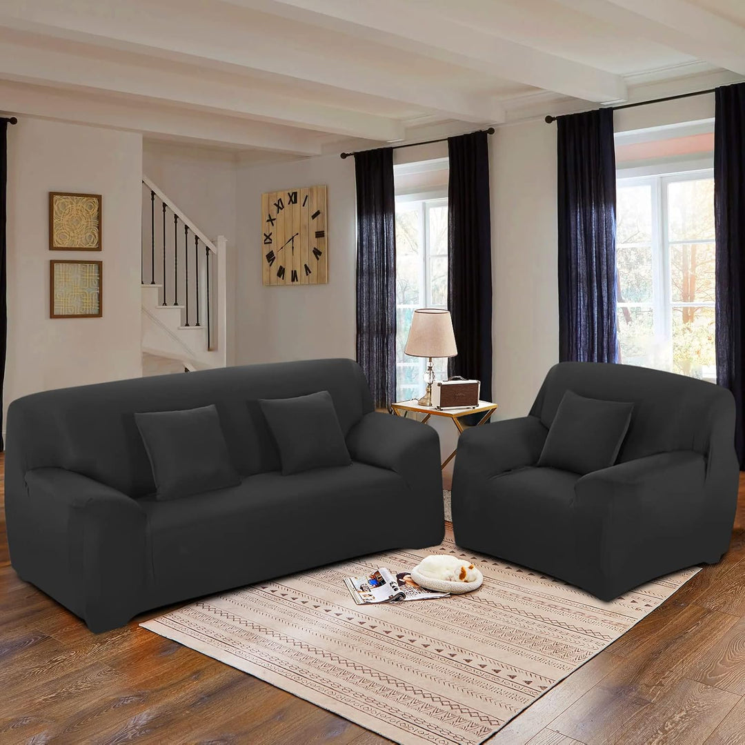 FIGOOO Sofabezug 1 Sitzer Stretch Sofabezüge mit Armlehnen Spandex Couchbezug Modern Anti-Rutsch Was