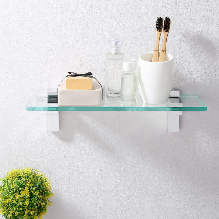 KES Duschablage Glas Glasregal Duschregal Glasablage für Badezimmer Wandregal 8mm Badregal Dusche Ab
