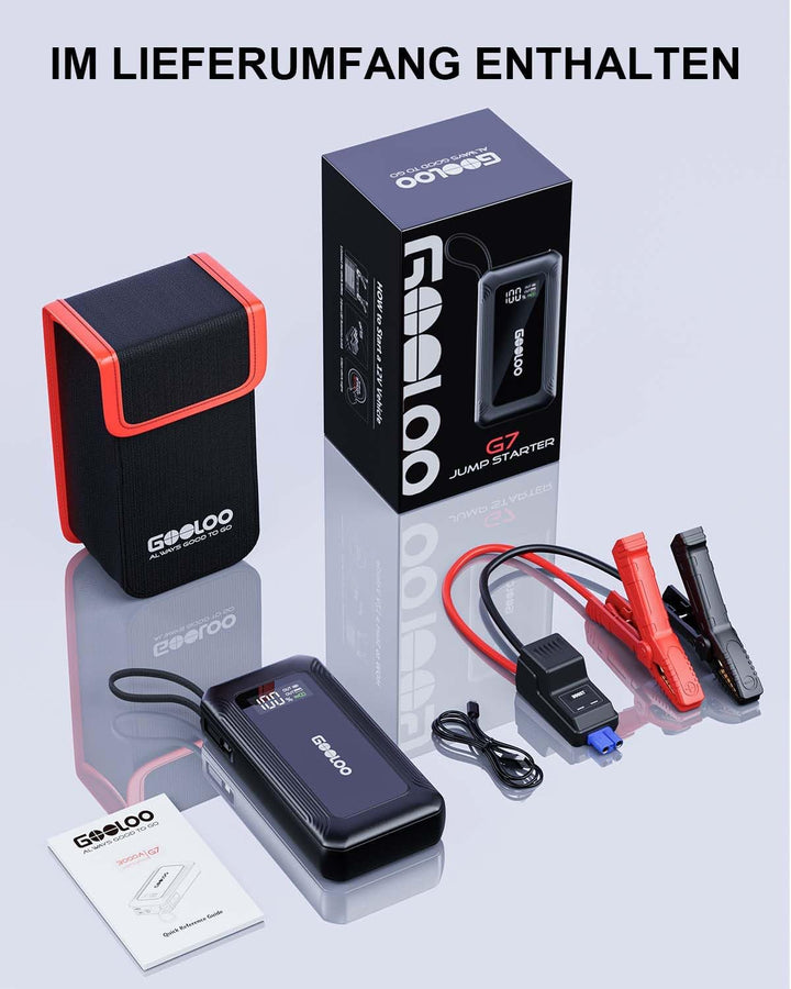 GOOLOO G7 Starthilfe Powerbank für pkw, 3000A Tragbare Starter Powerbank mit 45W USB-C Schnellladung