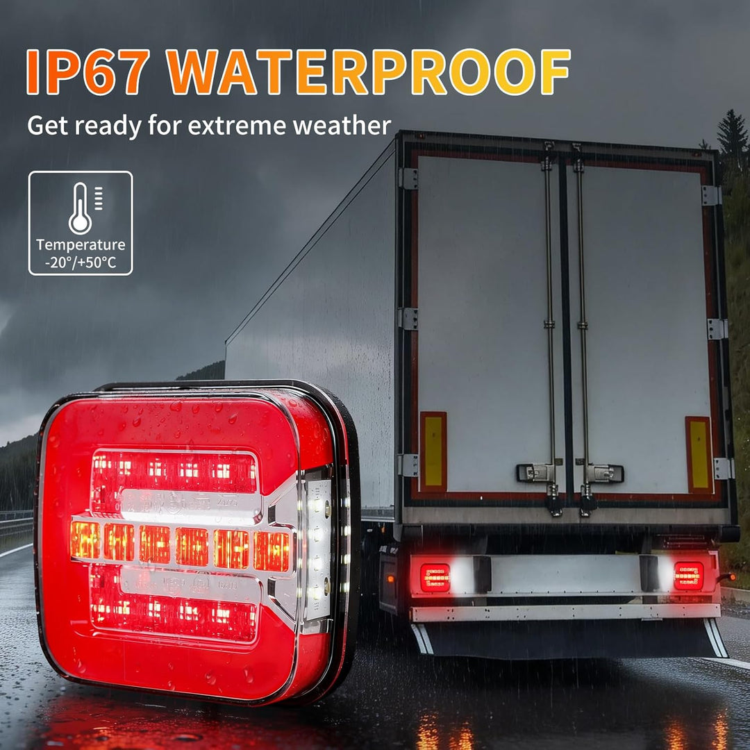 Qiping 2 Pack Kabelloss Anhängerbeleuchtung LED 12V Wireless Wasserdicht Wiederaufladbar Magnetische