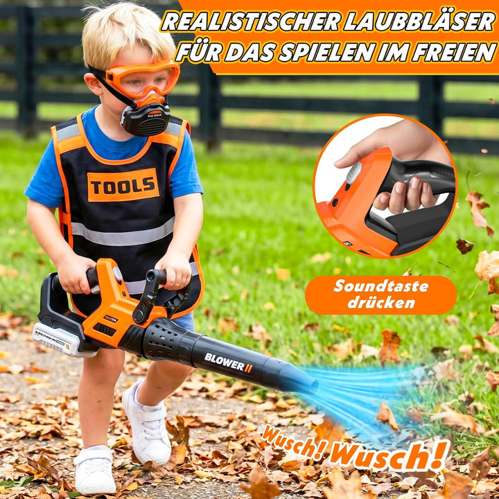 10 in 1 Gartenwerkzeug Kinder, Garten Outdoor Spielzeug ab 3 Jahre, Kinder Rasenmäher, Laubbläser &