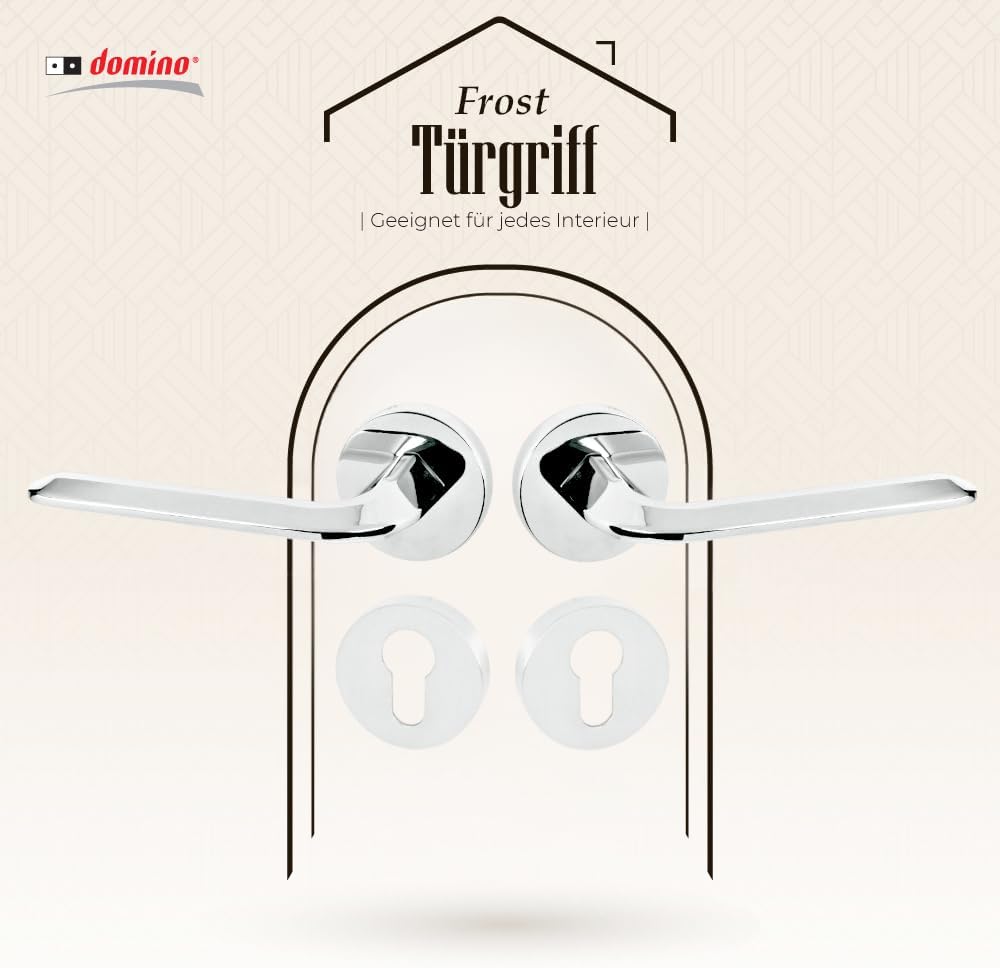 domino Türgriff FROST-R M6 PZ-Profilzylinder Drückergarnitur für Zimmertüren Türdrücker-Set Rosetten