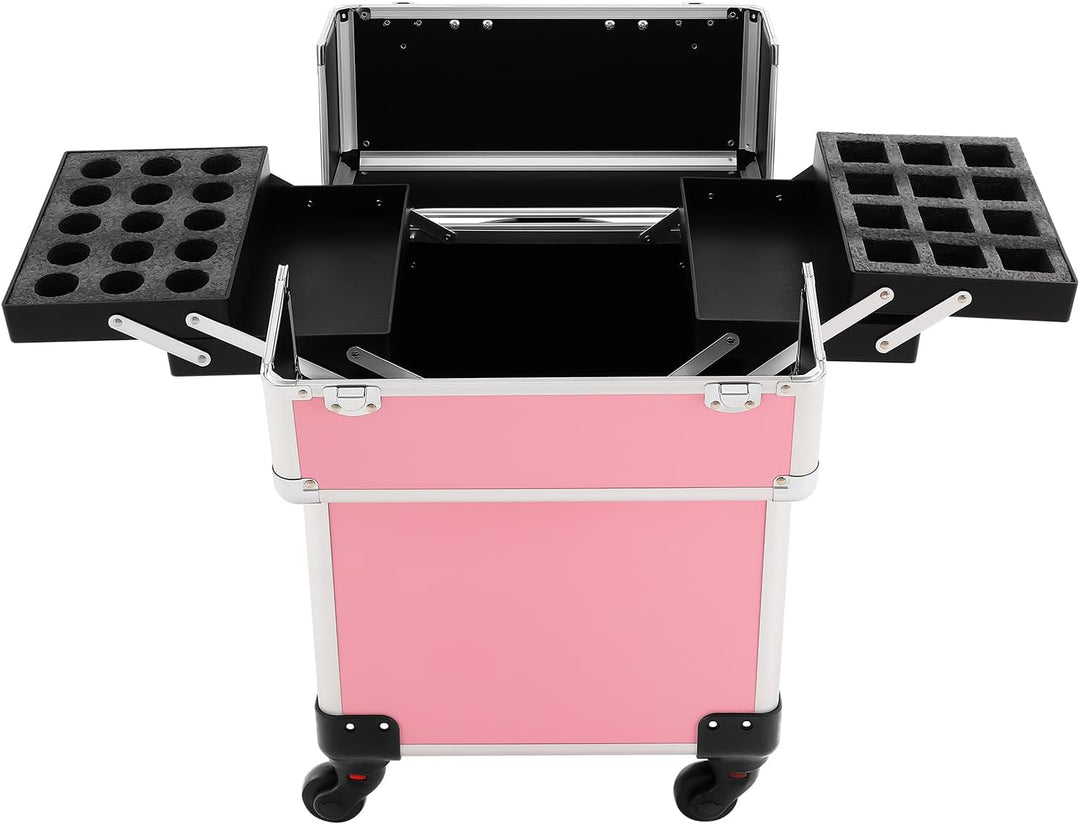 Kosmetik Trolley, 3-in-1 Kosmetikkoffer Gross Beautycase Koffer Trolley mit Schlösser, Friseurkoffer