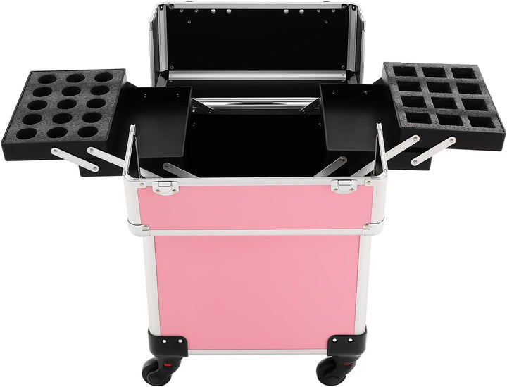 Kosmetik Trolley, 3-in-1 Kosmetikkoffer Gross Beautycase Koffer Trolley mit Schlösser, Friseurkoffer
