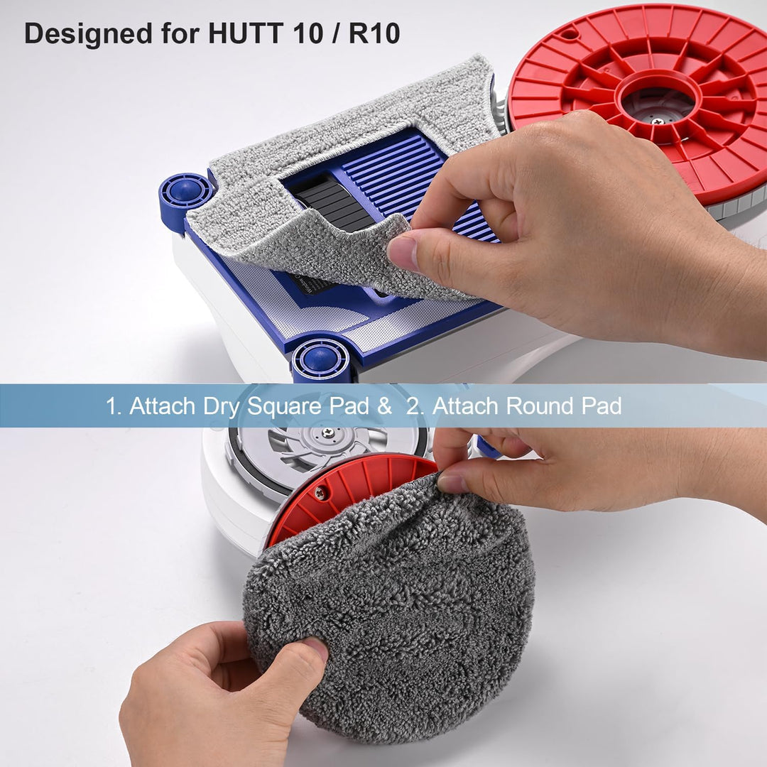 HUTT 4 quadratische Tücher, 4 runde Tücher, passend für Hutt R10, Original-Tücher Mop, Mop