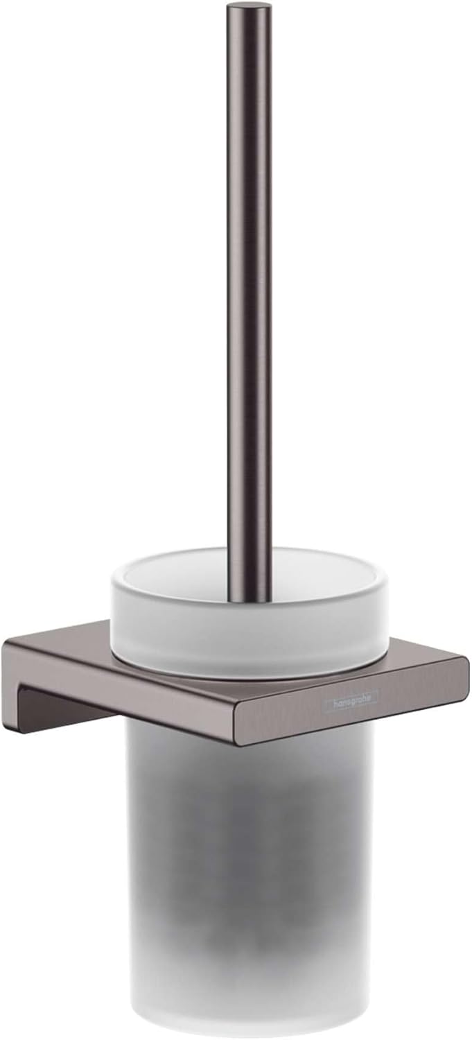 hansgrohe WC-Bürste und Behälter AddStoris, Toilettenbürstenhalter, Brushed Black Chrome, Brushed Bl