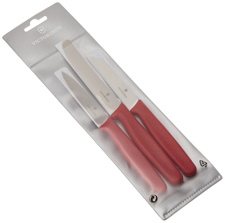 Victorinox Küchen-/Gemüsemesser-Set, 3-tlg., mit Kunststoff Griff, 2 x Wellenschliff, 1 x Gerader Sc