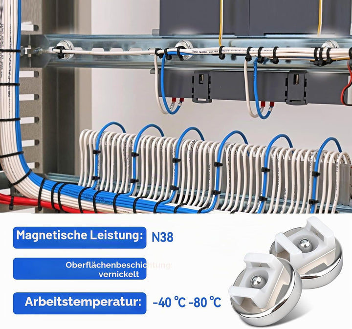 Magnetische Kabelbinder Halterung, 20 Stück 20 mm verbessert magnetische Kabelbinder Basis, Mehrzwec