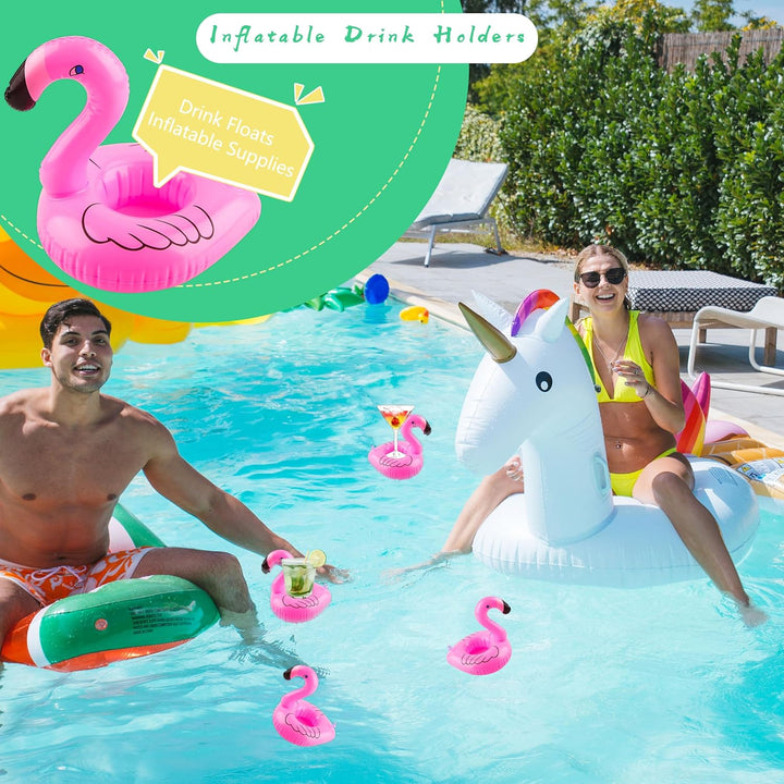 90 Stück Aufblasbarer Flamingo-Getränkehalter Bulk Blow Up Flamingo Drink Float Pink Aufblasbarer Fl