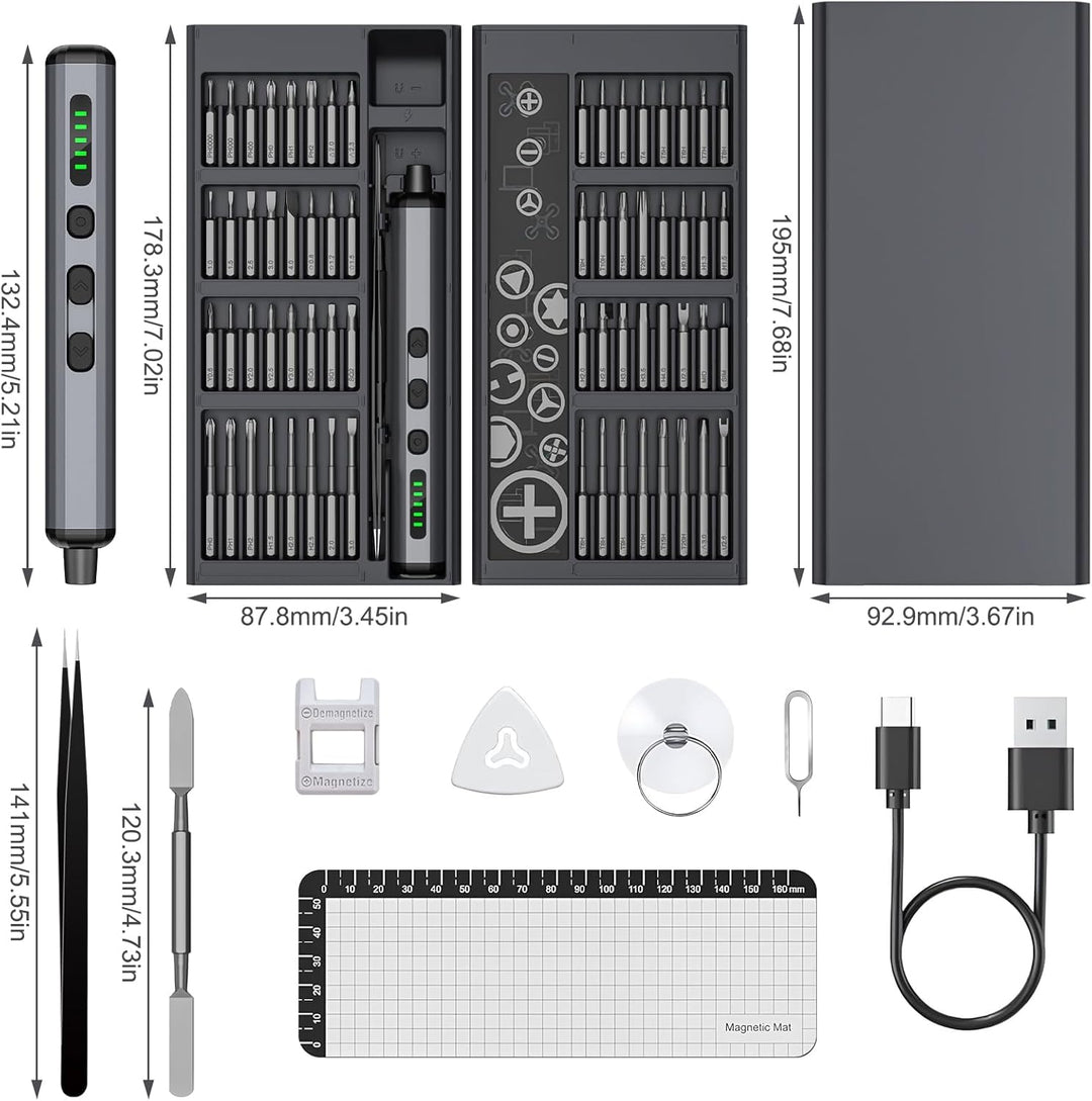Mini Elektrisch Schraubendreher Set - 72 in 1 Präzisions Electric Screwdriver - Akku Schraubendreher
