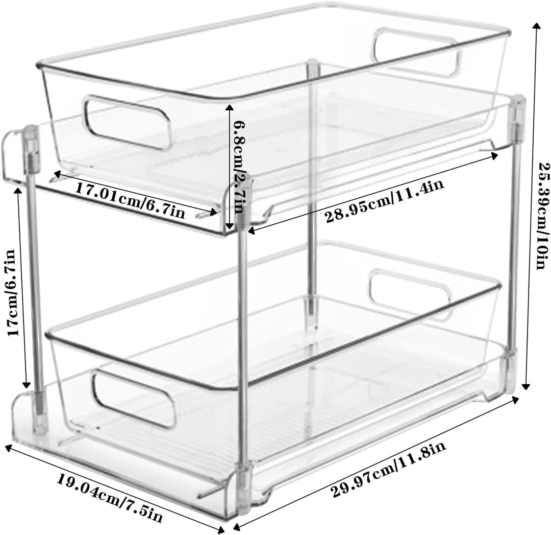 Schrank-Organizer mit Schiebeschubladenregal, transparenter Küchenschrank, Kosmetikunterschrank Orga