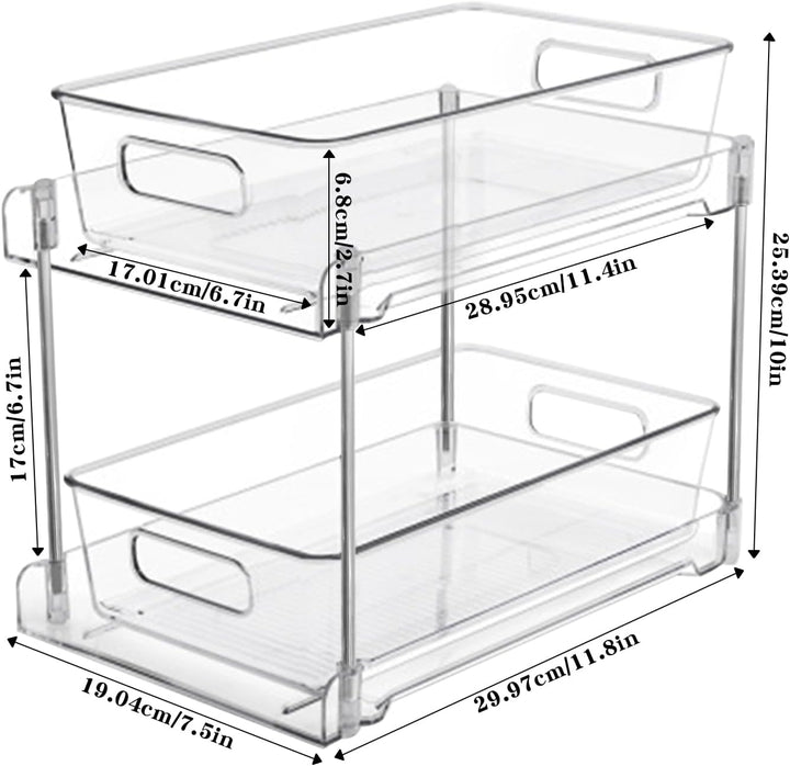 Schrank-Organizer mit Schiebeschubladenregal, transparenter Küchenschrank, Kosmetikunterschrank Orga