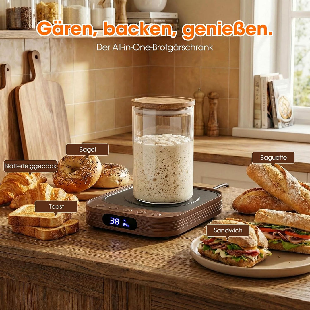 MQUPIN Sauerteig Starter Wärmer, 21-38°C Präzise 1°C Thermostat Sauerteigwärmer, Warmhalteplatte für