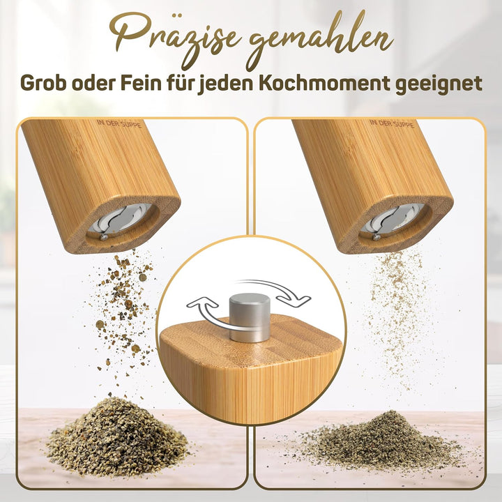 ELBFUCHS® Salz und Pfeffermühle Holz Gross [NEU] Liebevolles 2-er Set Pfeffer und Salzmühle mit Kera
