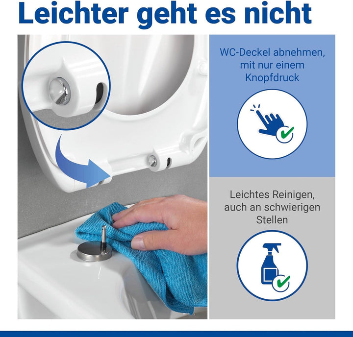 WENKO WC-Sitz Muschel, hygienischer Toilettensitz mit Absenkautomatik, WC-Deckel mit Fix-Clip Hygien