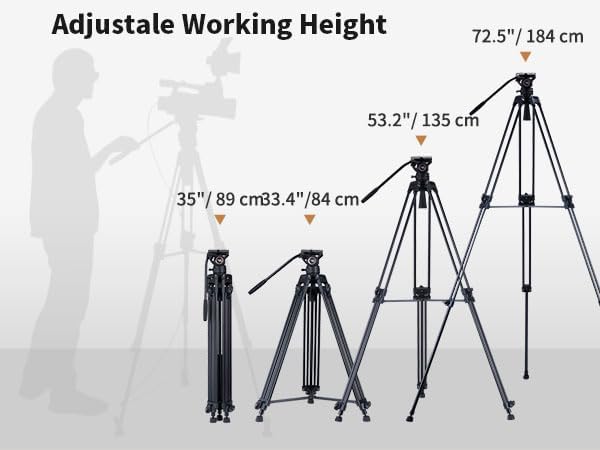 Video Stativsystem, Cayer BV30L 72 Zoll - Professionelles Hochleistungs-Aluminium-Doppelrohrstativ,