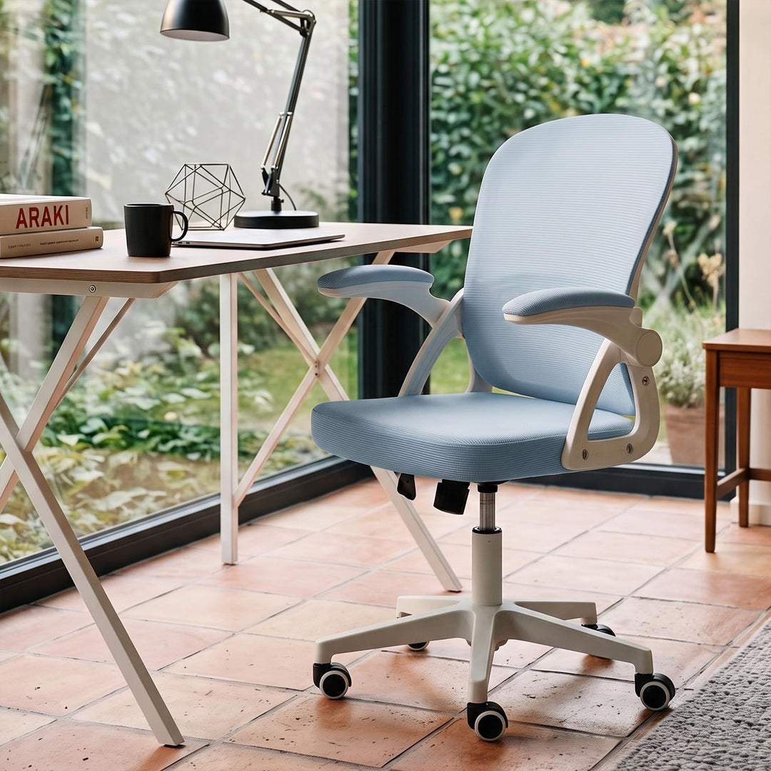 Ergonomischer Bürostuhl, 90-110° Verstellbare Rückenlehne &amp; Aufklappbare Armlehnen (90°), Bürostuhl