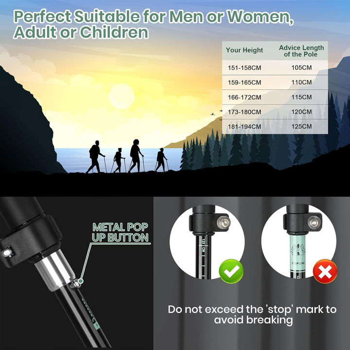 aiGear Premium Wanderstöcke | 2 Pack | Ultraleicht Verstellbare 7075 Aluminium Trekkingstöcke | mit
