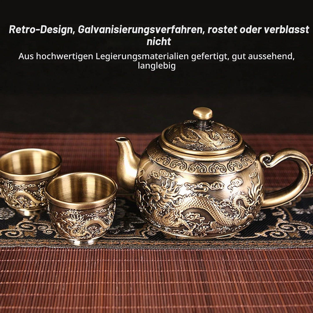 Vintage Coffee Pot Set, Metall Tee Set mit 4 Tassen und Tabletthilfemuster Marokkanischer Teekannens