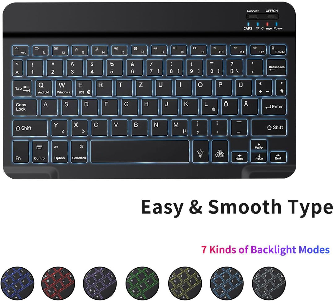 Tastatur Hülle für Samsung Galaxy Tab A7 10,4" Hülle mit Tastatur 7 Farben Beleuchtung Magnetische A