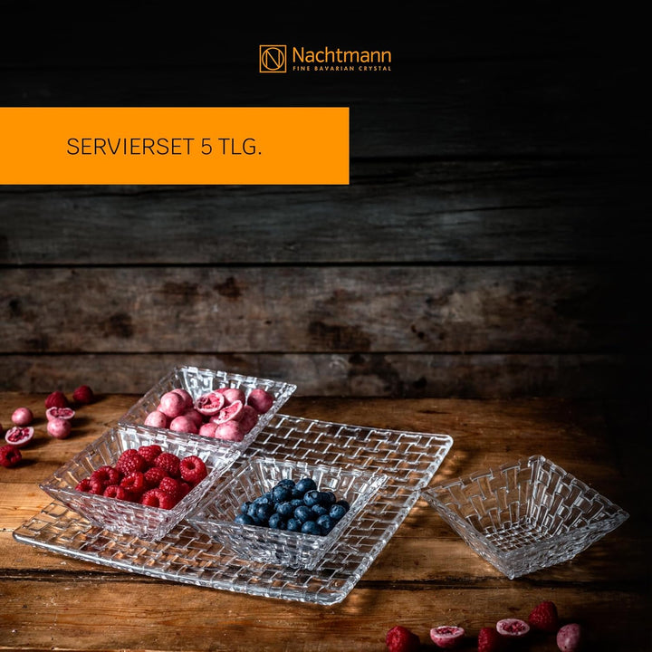 Spiegelau & Nachtmann, 5tlg. Servier-Set, 1x Platte + 4x Schalen, Kristallglas, Bossa Nova, 0090023-