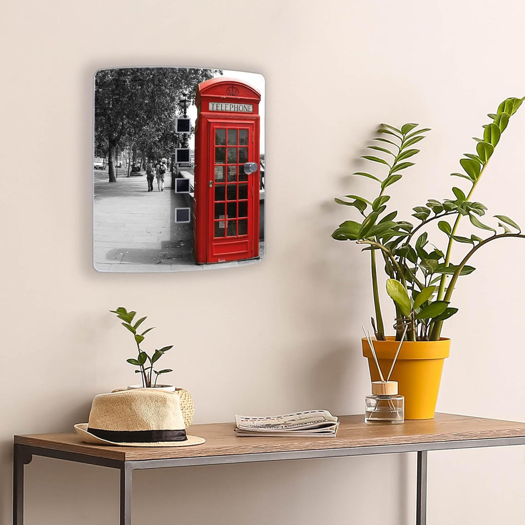 banjado® Design Schlüsselkasten aus Edelstahl Motiv London Telephone für 10 Schlüssel - Schlüsselsch