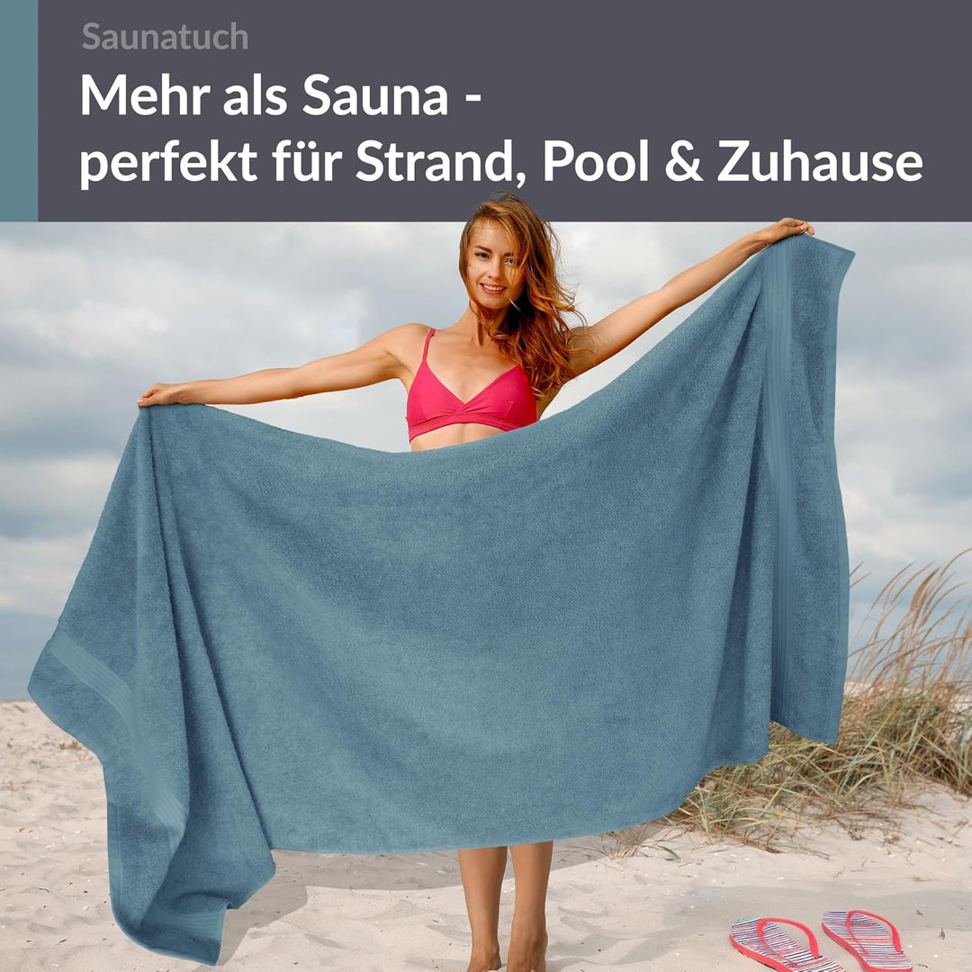Lashuma Badehandtuch Herren Linz, Saunatuch Blau - Taubenblau, saugstarkes Strandtuch 70x200 70 x 20