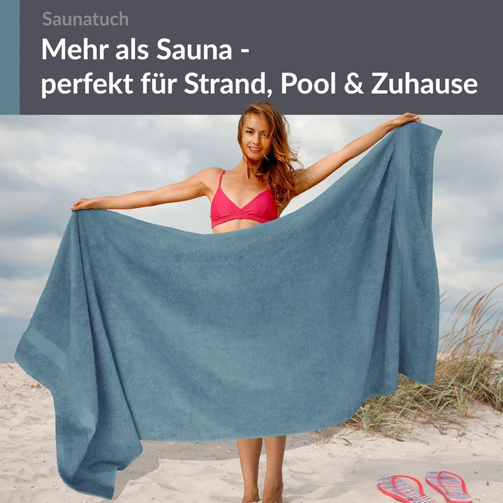 Lashuma Badehandtuch Herren Linz, Saunatuch Blau - Taubenblau, saugstarkes Strandtuch 70x200 70 x 20
