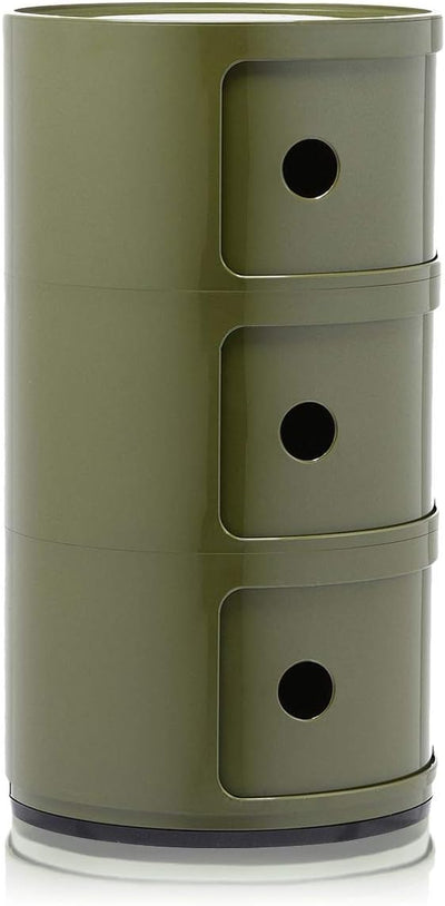 Kartell Componibili, 3 Elements, Grün, Runde Basis 3-fächer Grün, 3-fächer Grün
