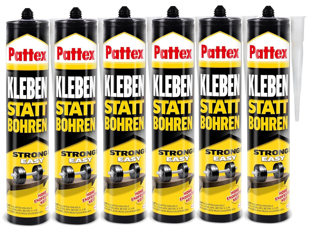 Pattex Kleben statt Bohren, Kartusche, weiss, 6x 400g | Universeller Montagekleber für den Innenbere