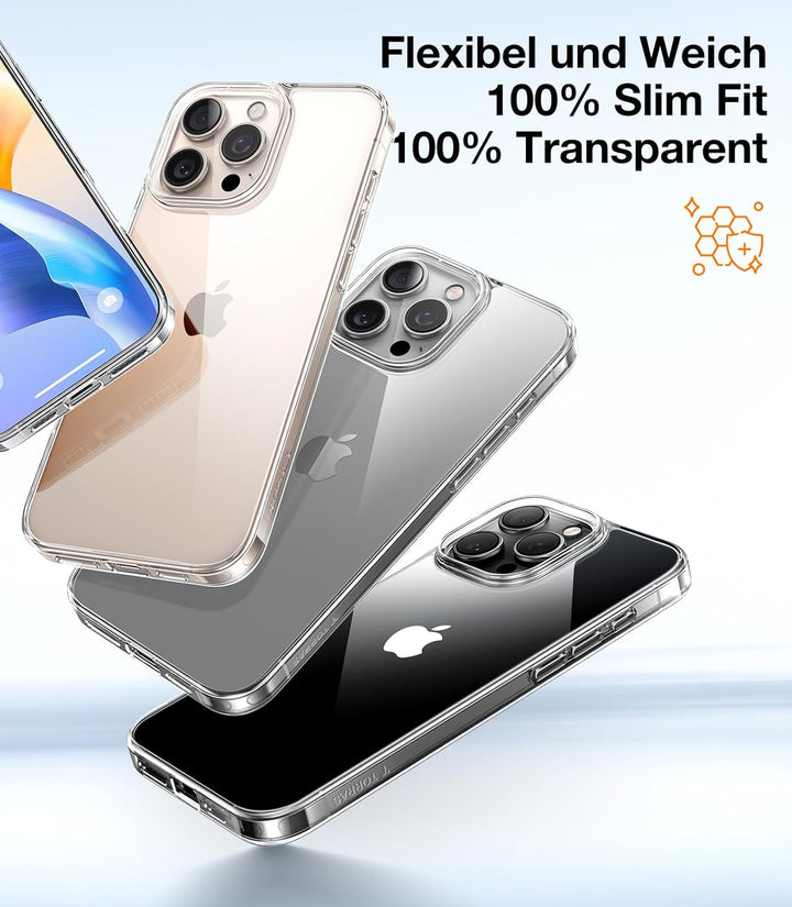 TORRAS Crystal Clear für iPhone 16 Pro Max Hülle 2026 Upgrade [Ultra Dünn & 100% Anti-Vergilbung] Kl