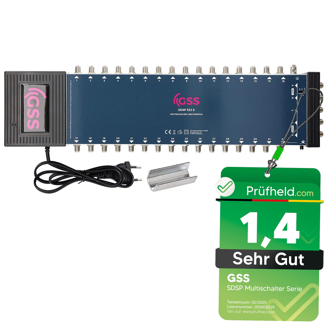 GSS 5/32 Multischalter für 1 Satellit inklusive Aufdrehhilfe - Quattro und Quad LNB geeignet - Regel