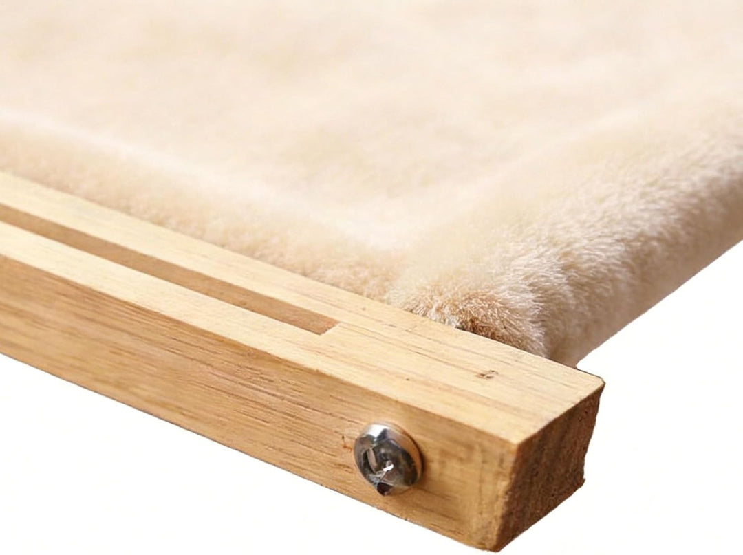 Fensterhängematte für Katzen - Aus Holz gefertigtes als Ruheplatz und Ausguck,mit weicher Abdeckung