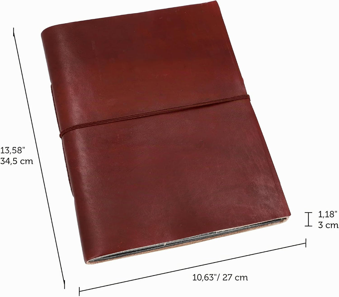Gusti Fotoalbum Leder - Mila Ledereinband handgeschöpftes Papier Fotobuch Braun
