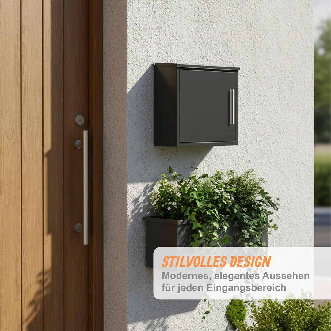 Relaxdays Briefkasten, HxBxT: 35 x 33 x 12 cm, DIN C4, wetterfest, modernes Design, 4 Schlüssel, Pos