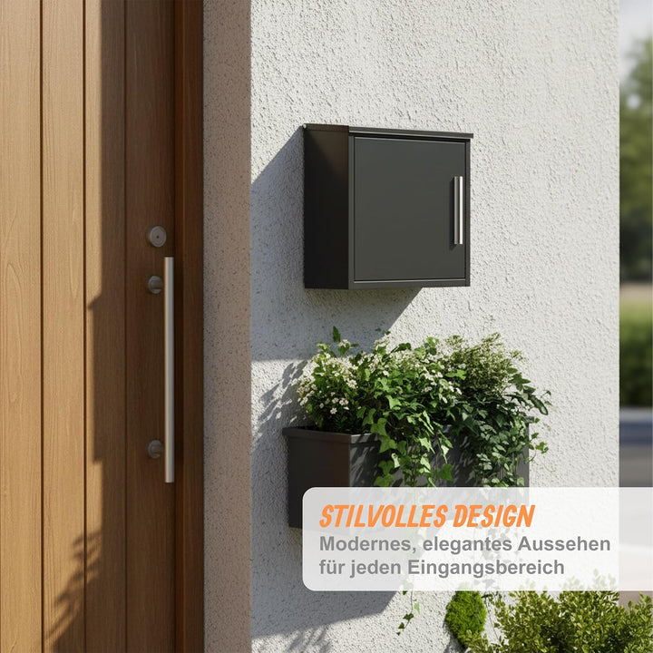 Relaxdays Briefkasten, HxBxT: 35 x 33 x 12 cm, DIN C4, wetterfest, modernes Design, 4 Schlüssel, Pos