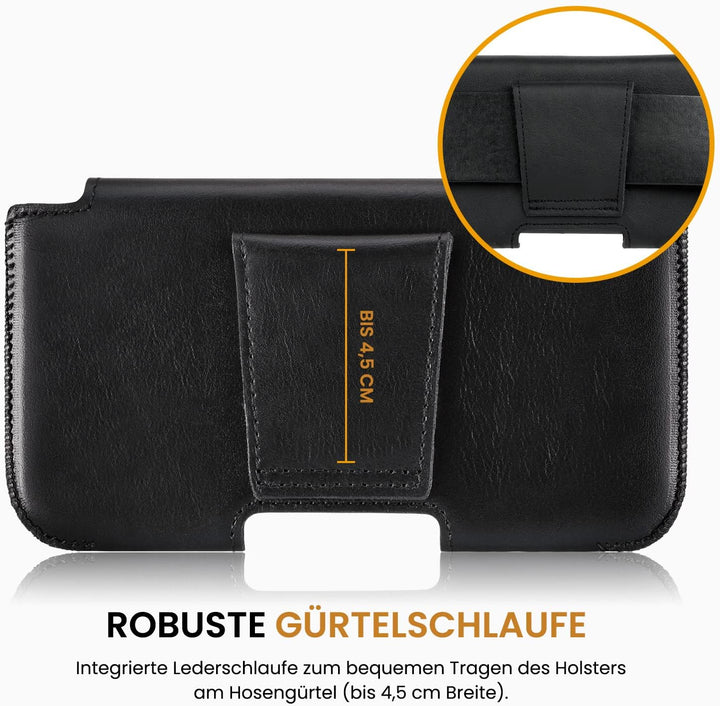 SURAZO Premium 100% Echtleder Gürteltasche für Apple iPhone 15 Pro Max Hülle Leder – Horizontale Hol