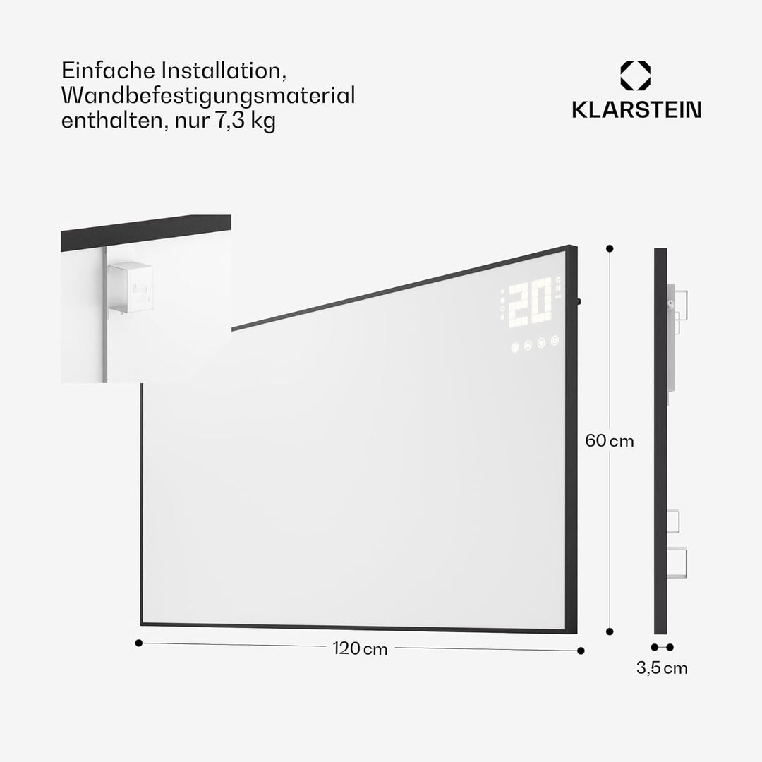 Klarstein Infrarotheizung mit Thermostat, 770W Elektroheizung, Smart Home Bild-Infrarotheizung zur W