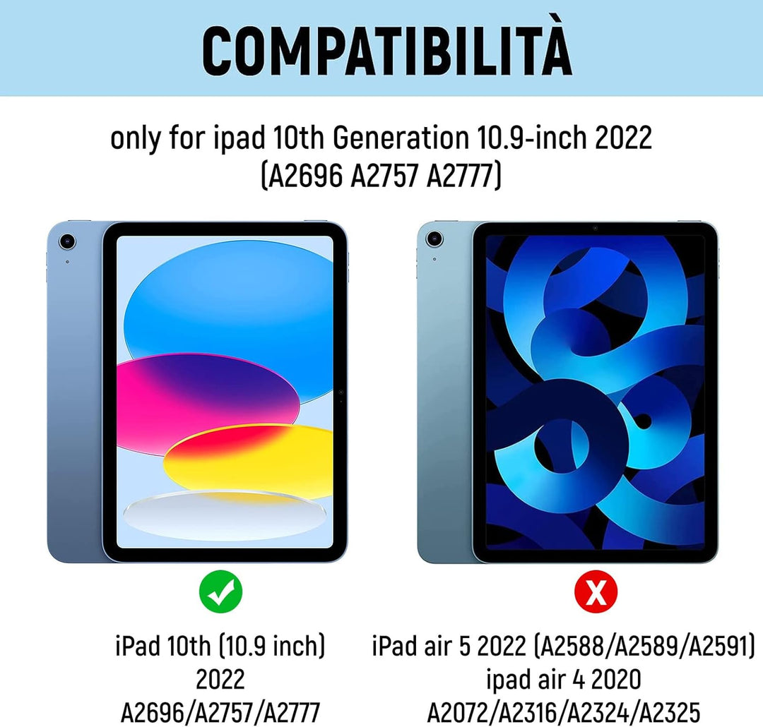 Lielax Schutzhülle mit Tastatur für iPad 10. Generation 2022 10,9 Zoll, italienische QWERTY Tastatur