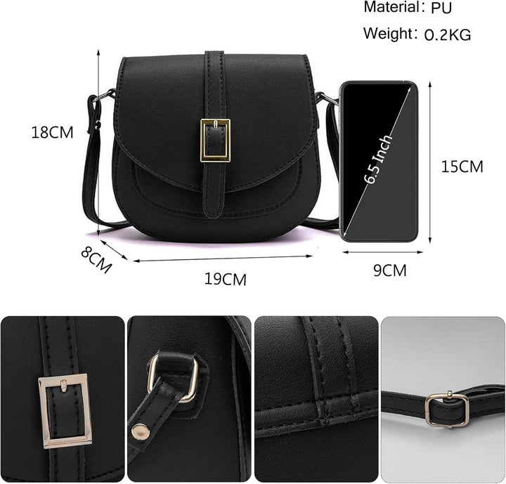 FANDARE Damen Umhängetasche Schultertasche Leder Crossbody Bag Damentasche Schulterriemen Frauen Abe